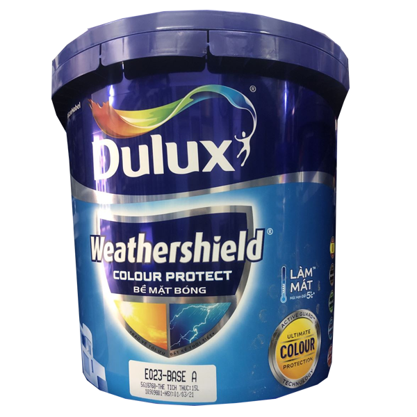 Sơn Dulux Weathershield Colour Protect E023 (Dòng sơn ngoại thất, bề mặt bóng, màu trắng, 1 lít)