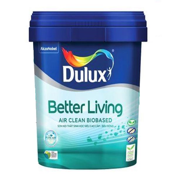Sơn Dulux Better Living Air Clean Siêu bóng - C896B (Dòng sơn trong nhà, Màu trắng, 5 Lít)