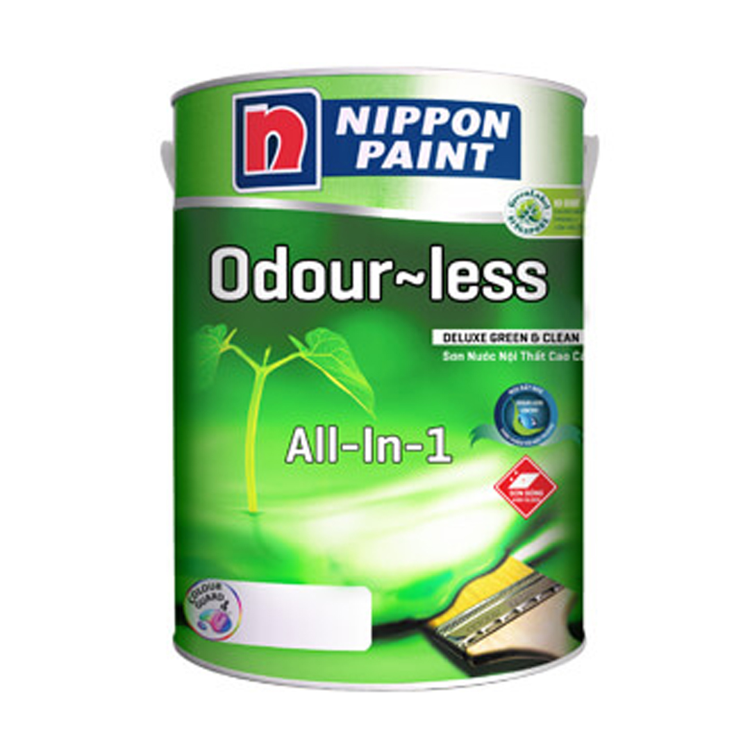 Sơn Nippon Odourless (Dòng sơn nội thất, bề mặt bóng, không mùi, màu pha, 18 lít)