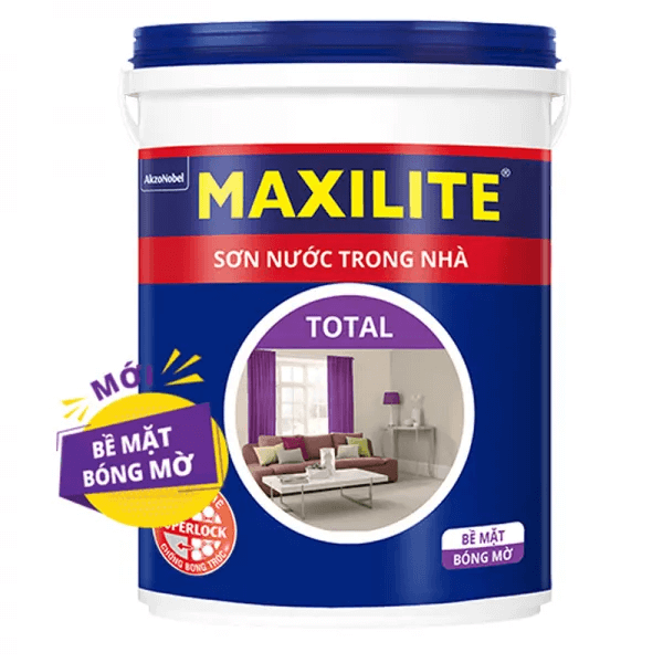 Sơn Maxilite Total 30CB (Dòng sơn nội thất, bề mặt bóng mờ, màu pha, 18 lít)