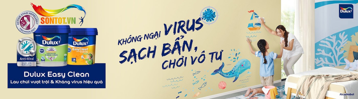 Dulux Easyclean lau chùi vượt trội kháng Virus bề mặt bóng 99AB