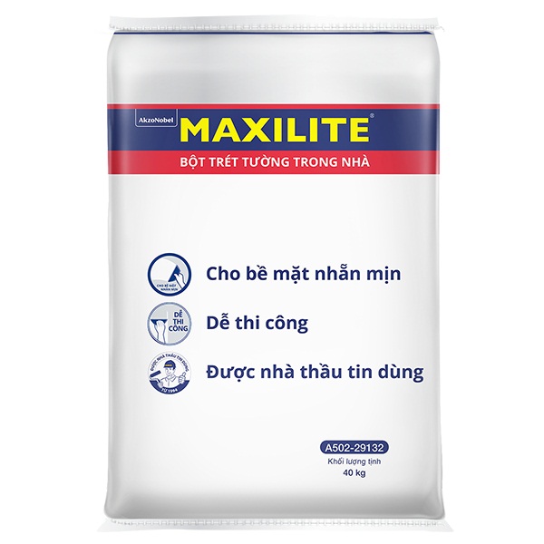 Bột trét tường Maxilite A502 - 29132 (Dòng bột trét tường trong nhà, 40kg)