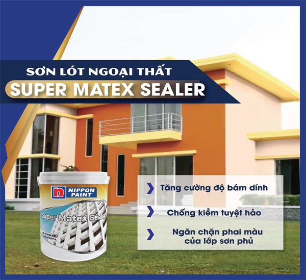 Sơn Nippon Super Matex Sealer (Dòng sơn lót chống kiềm ngoài nhà, màu trắng, 5 lít)