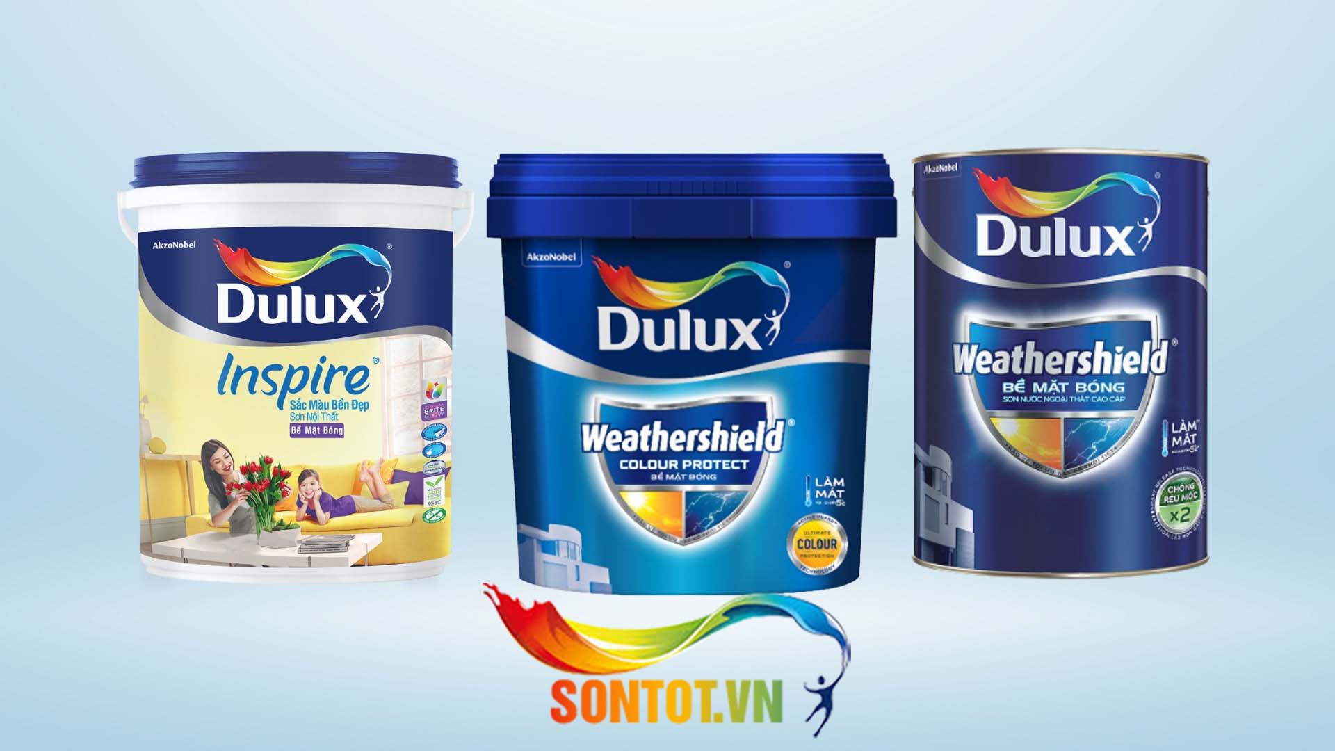 3 Dòng Sơn Dulux Cao Cấp Ngoài Trời: Dulux WeatherShield BJ9, Dulux Weathershield Colour Protect E023, Dulux Inspire 79AB