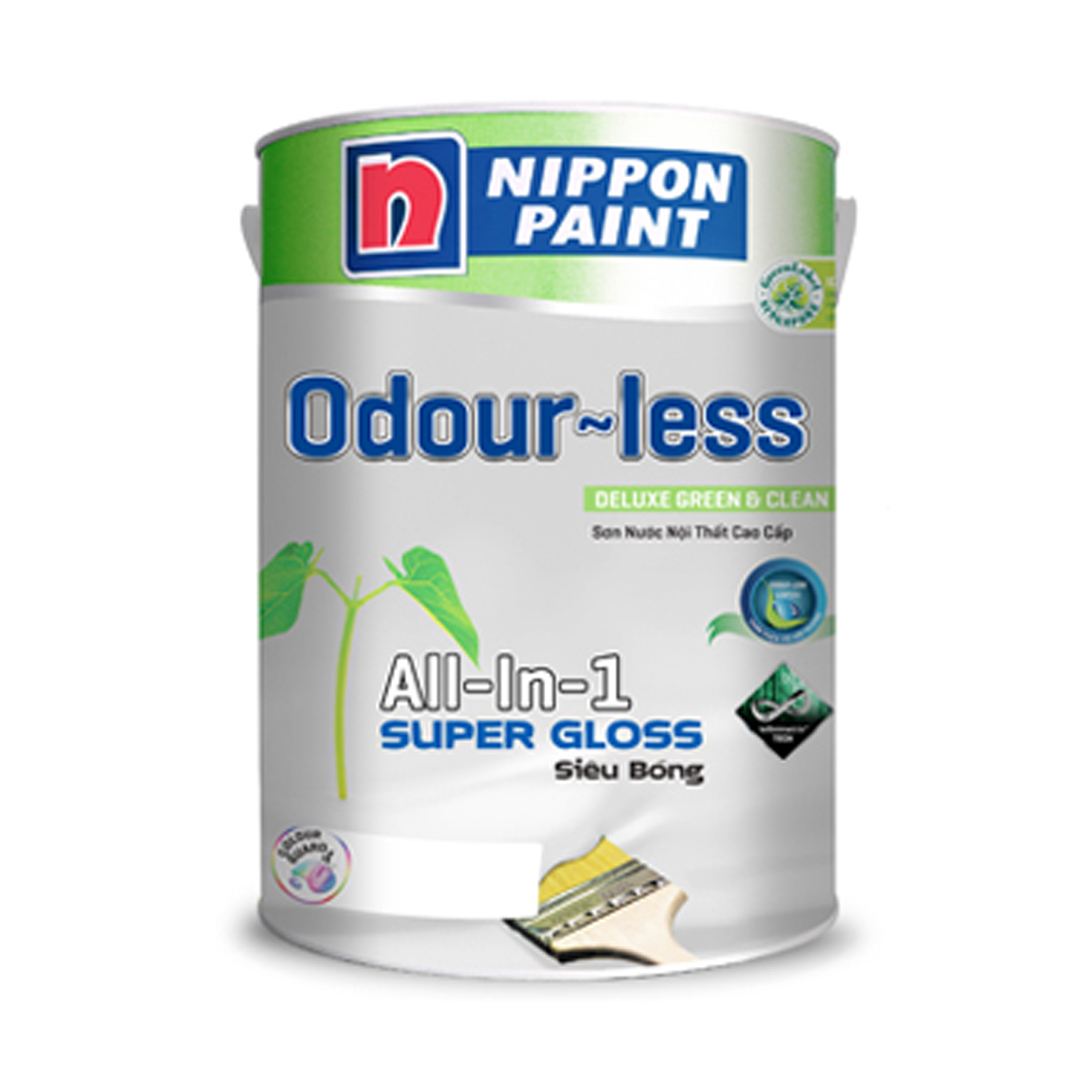 Sơn Nippon Odourless (Dòng sơn nội thất, bề mặt siêu bóng, không mùi, màu pha, 1 lít)