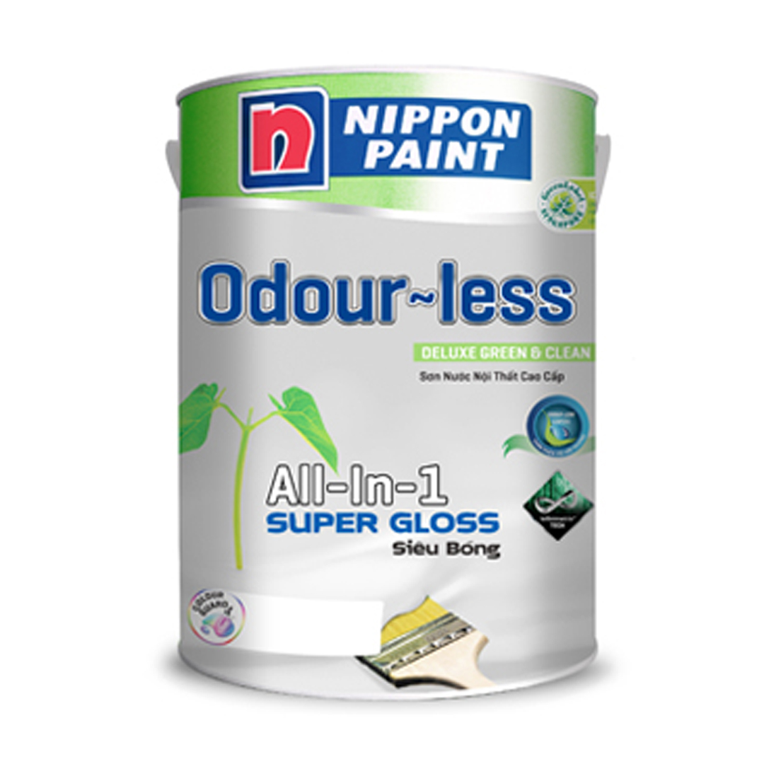 Sơn Nippon Odourless (Dòng sơn nội thất, bề mặt siêu bóng, không mùi, màu pha, 5 lít)